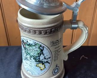 Vintage World Map Beer Stein 