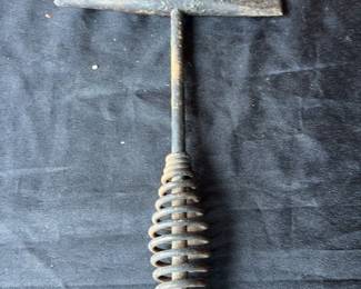 Vintage Cast Iron Coal Shovel with Spring Handle 