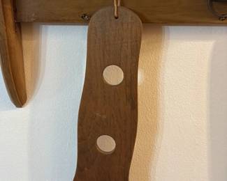 Vintage Wooden Kitchen Utensil Holder with Grater Attachment 