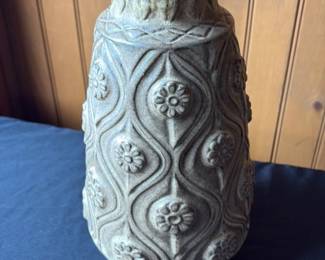 Vintage Ceramic Vase with Embossed Floral Pattern 