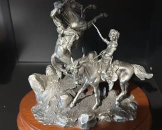 Pewter Sculpture of Charging Cavalry 