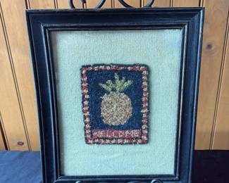 Framed Punch Needle Pineapple Art 