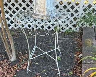 Vintage Birdhouse and Plant Stand 
