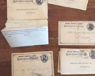 Bayer Medicine Co. Reply Postal Cards 