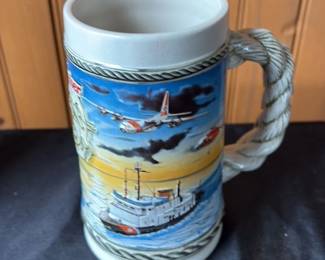 German Beer Stein with Naval and Aviation Theme 
