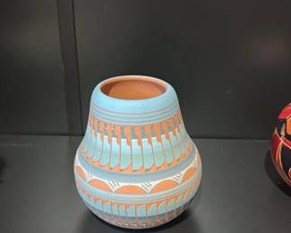 Southwestern Style Etched Pottery Vase 