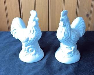 Pair of Ceramic Roosters 