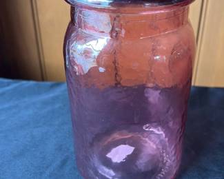 Antique Amberina Glass Jar 