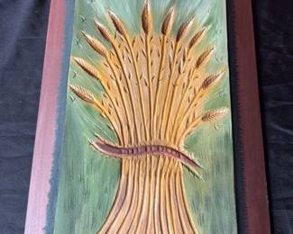 Carved Wheat Sheaf Wall Plaque 