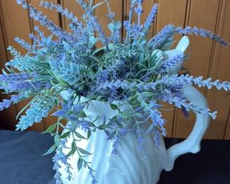 Vintage Ceramic Swan Planter or Vase with Faux Lavender 