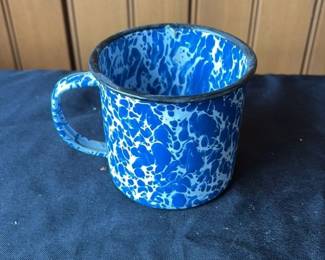 Blue and White Enamelware Mug 
