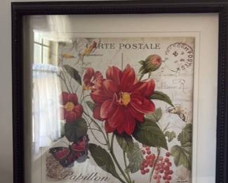 Vintage Botanical Floral and Butterfly Print 