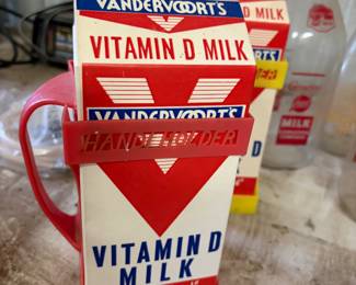 Vintage Vandervoorts Milk Cartons with carriers. These have original Missing children on the side