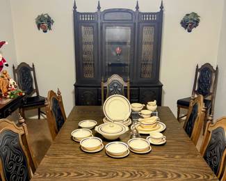 1960s Spanish revival dining room set. Outstanding and unique.