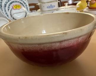 Vintage Raspberry Yelloware Mixing Bowl