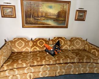 Vintage Retro Orange  upholstered sofa