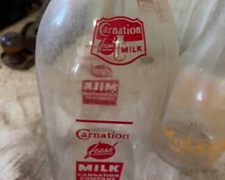 Vintage Carnation Milk Bottles