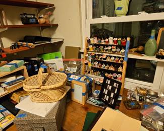 Office supplies, threads on board, lots of sewing accessories.
