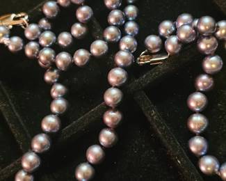 Matching pearl necklace and bracelet.