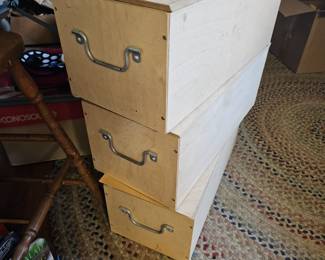 Three storage wooden boxes from ikea