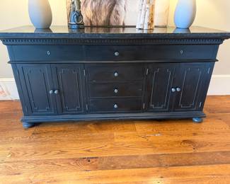 Granite Top Black Sideboard 
