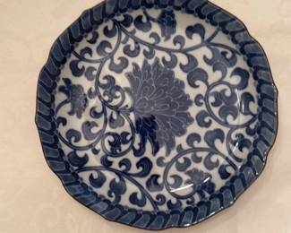 Andrea Sadek Blue and White Floral Plate