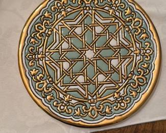 Decorative Plate with Geometric and Floral Motifs