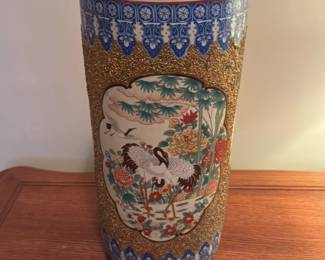 Japanese Crane and Floral Motif Vase