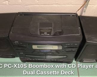 JVC PC-X10S Boombox with CD Player and Dual Cassette Deck