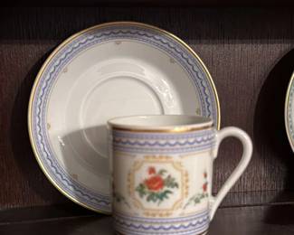 Set of 9 Porcelain Espresso Cups and Saucers