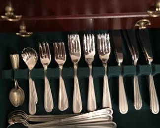 Gorham Sterling Silver Flatware Set in Mahogany Case