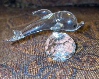 Glass Dolphins with Crystal Accents