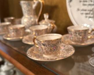 Vintage Porcelain Tea Set with Gold Trim