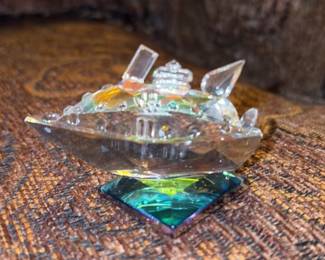 Glass Dolphin Figurines with Crystal Accents