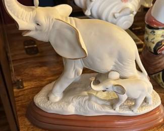 Porcelain Elephant Family Figurine