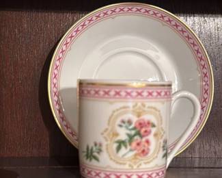 Set of 9 Porcelain Espresso Cups and Saucers