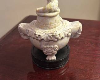 Marble Carving of a Vase with Grapevines