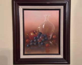 Still Life Oil Painting with Fruit and Glassware