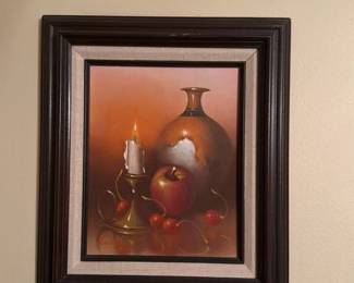 Still Life Oil Painting with Fruit and Glassware