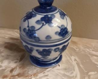 Blue and White Porcelain Vase with Lid