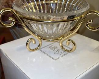 Mikasa Crystal Bowl with Gold Tone Stand