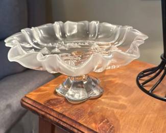 Frosted Glass Pedestal Dish