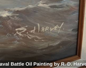 Naval Battle Oil Painting by R.D. Harvey