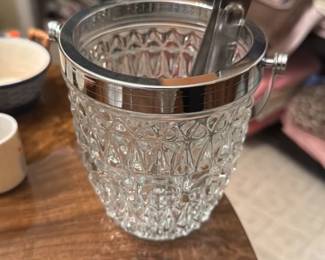 Vintage Crystal and Silver Plate Ice Bucket