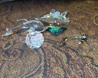 Glass Dolphins with Crystal Accents
