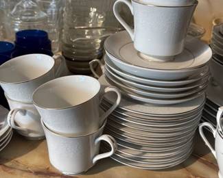 White Porcelain Tea Set with Gold Trim