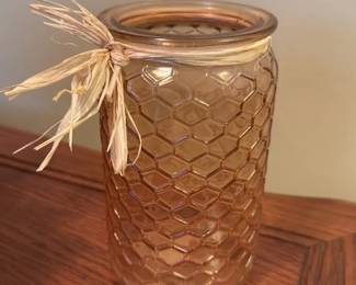 Amber Hexagonal Honeycomb Glass Vase