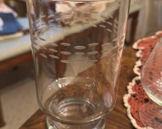 Vintage Etched Glass Pitcher