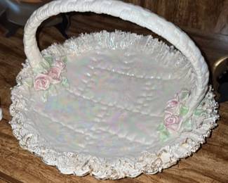 Vintage Ceramic Rose Basket