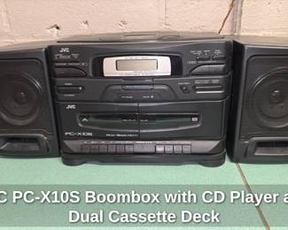 JVC PC-X10S Boombox with CD Player and Dual Cassette Deck
